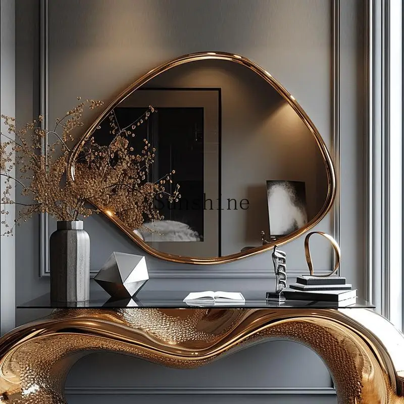 

French light luxury oval makeup mirror bedroom simple fitting mirror