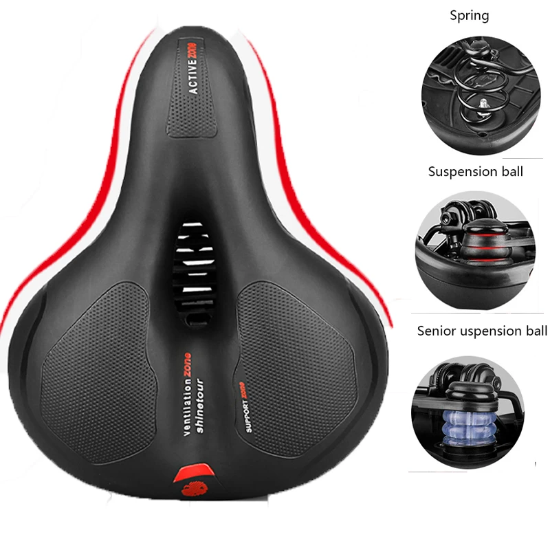 Soft Thicken Wide Bicycle Seat Cycling Big Bum Bike Saddle Reflective Shock Absorbing Hollow Breathable Rainproof Pad