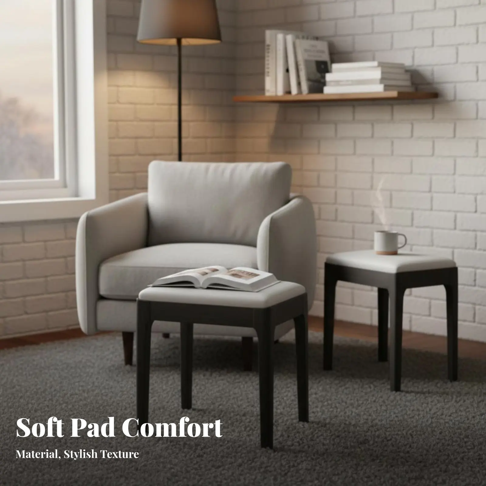 

Stackable Padded Stool Space-Saving Seating Furniture Modern Design Multifunctional for Households, Adults, Restaurant, Entryway