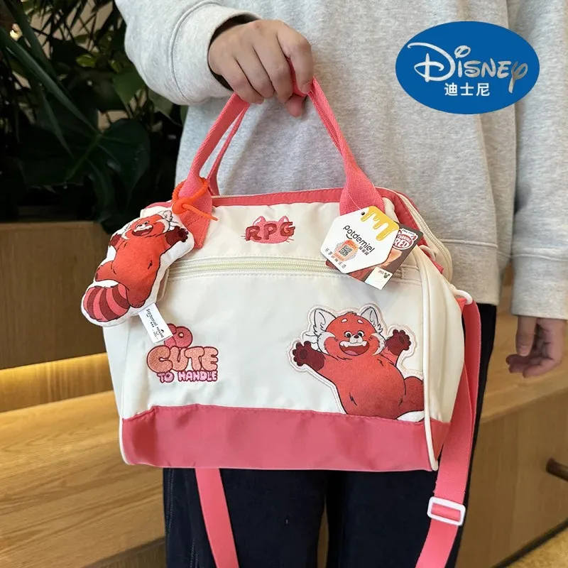 Genuine Disney Meilin Hamm Rex Cartoon Fashion Portable Canvas Shoulder Bag Kawaii Anime Girls Large-capacity Handbag Gifts