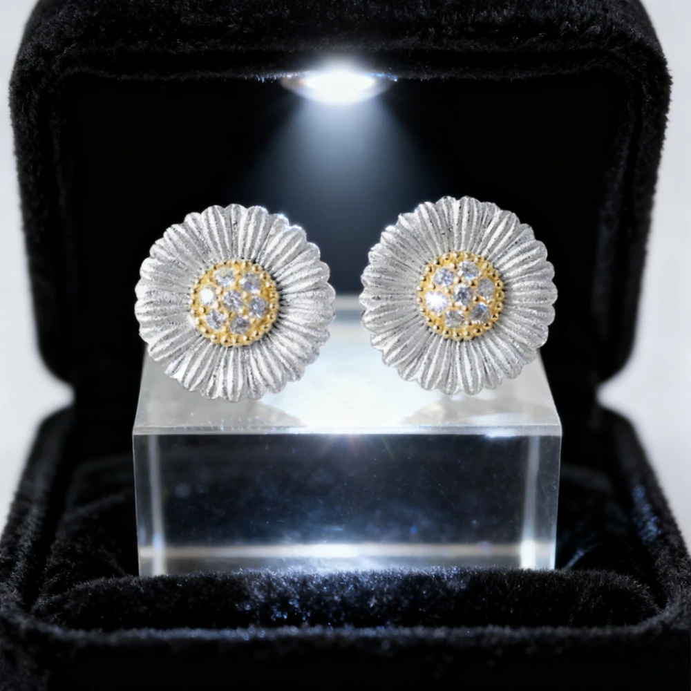 

Fashion Jewelry Vintage Brushed - designed Elegant White Daisy Gold - plated Earrings, Ideal Women's Fine Jewelry for Party