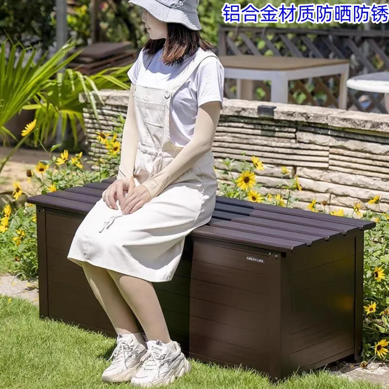 

Outdoor Aluminum Alloy Locker Tools Sundries Storage Cabinet Sunscreen Rain Protection Balcony Outdoor Garden Storage Stool