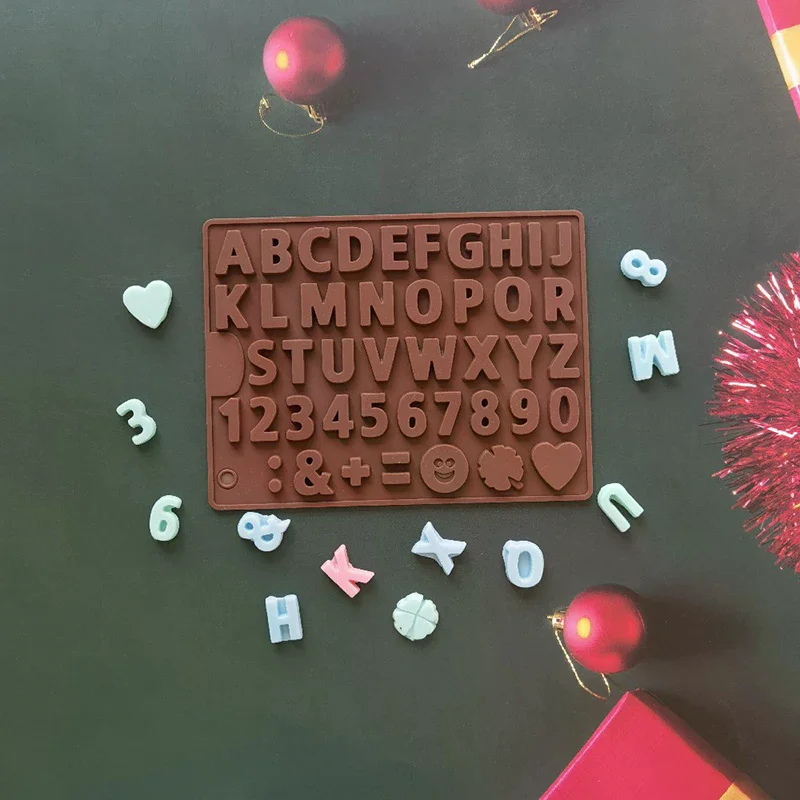 1Pc English Letter Silicone Mold Alphanumeric Candy Biscuit Jelly Ice Baking Mould Cake Decor Soap Candle Making Mold