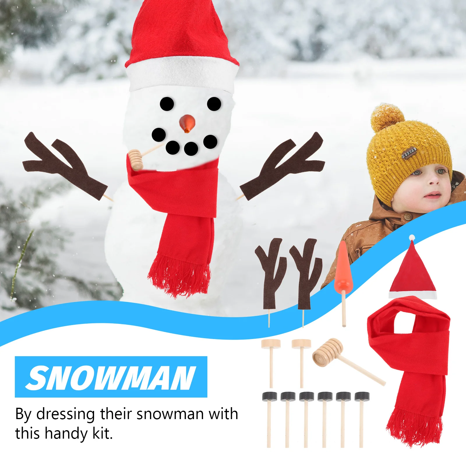 

15Pcs Snowman DIY Decor Kit Christmas Dressing Props Outdoor Snowman Decoration Accessories Festival Prop Festive Prop