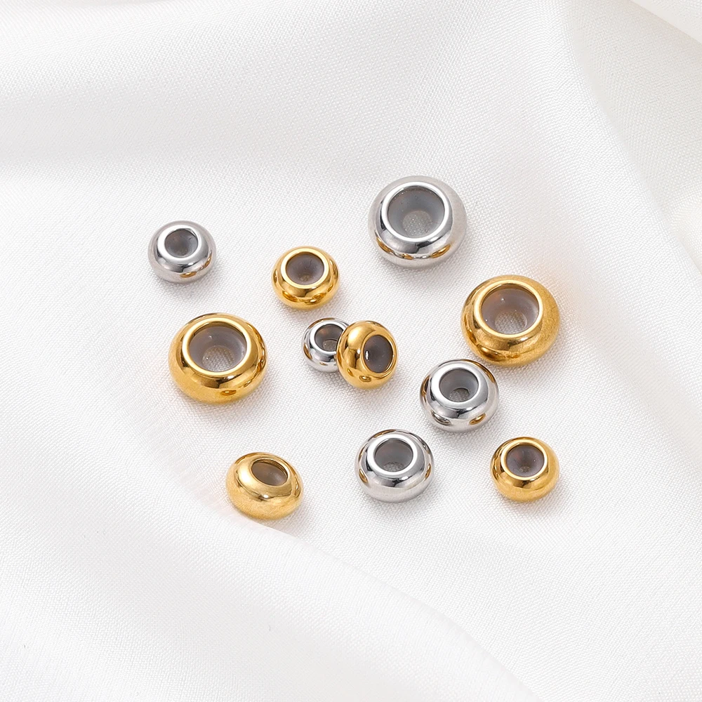 10 Teile/los Edelstahl Anpassung Perlen mit Rutschfester Silikon Ring Gold Farbe Stopper Spacer Perlen für Schmuck Machen – Detail 5