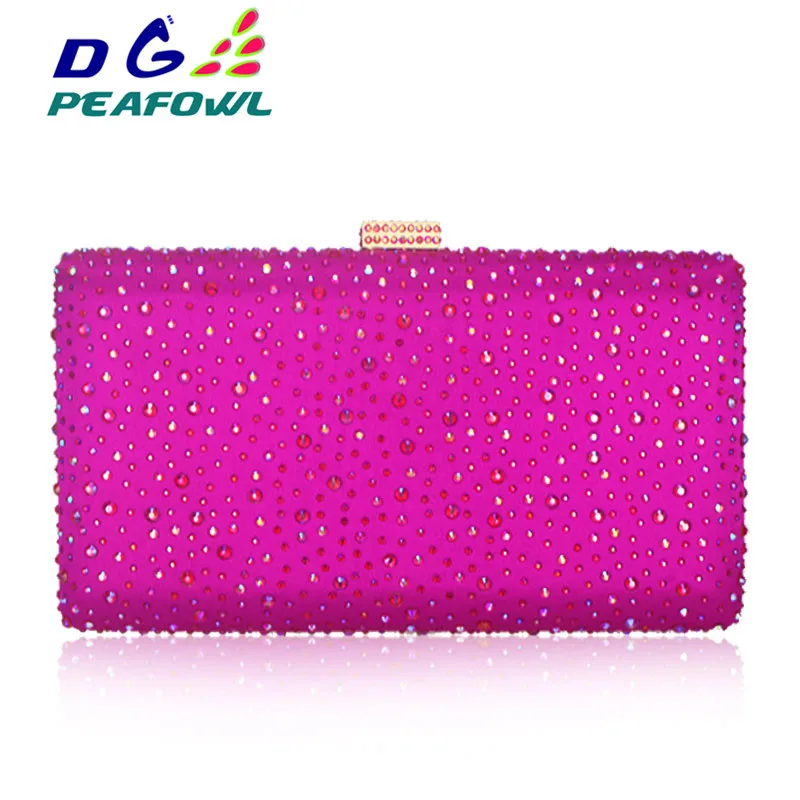 DGPEAFOWL Dazzling  Women WEDDING Minaudiere Bag 5 Color Golden Crystal Clutch Evening Bag Wedding Party Box Handbag And Purse