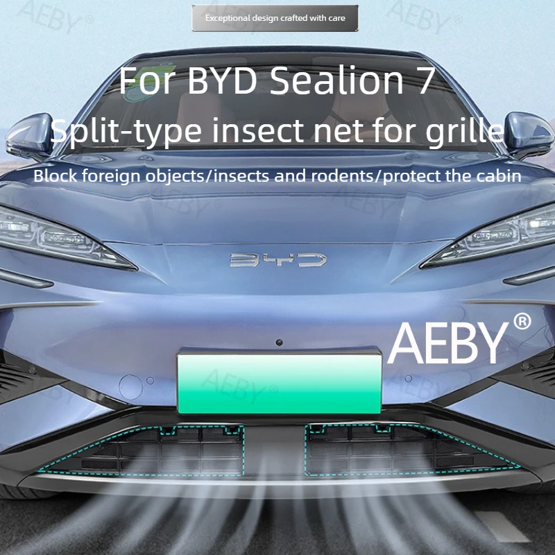 For BYD Sealion 7 2024 Car Front Grill Insect Screen,Grill Mesh Bug Screen,Anti-Stone Filter Guard,Clip-on insect net,radiating view 2