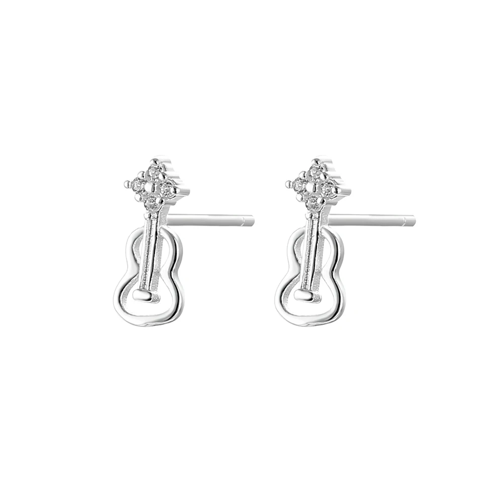 RYJU S925 Sterling Silver Mini Violin Stud Earrings for Women Girl Mini Earring Korean Fashion Fine Minimalist Accessories