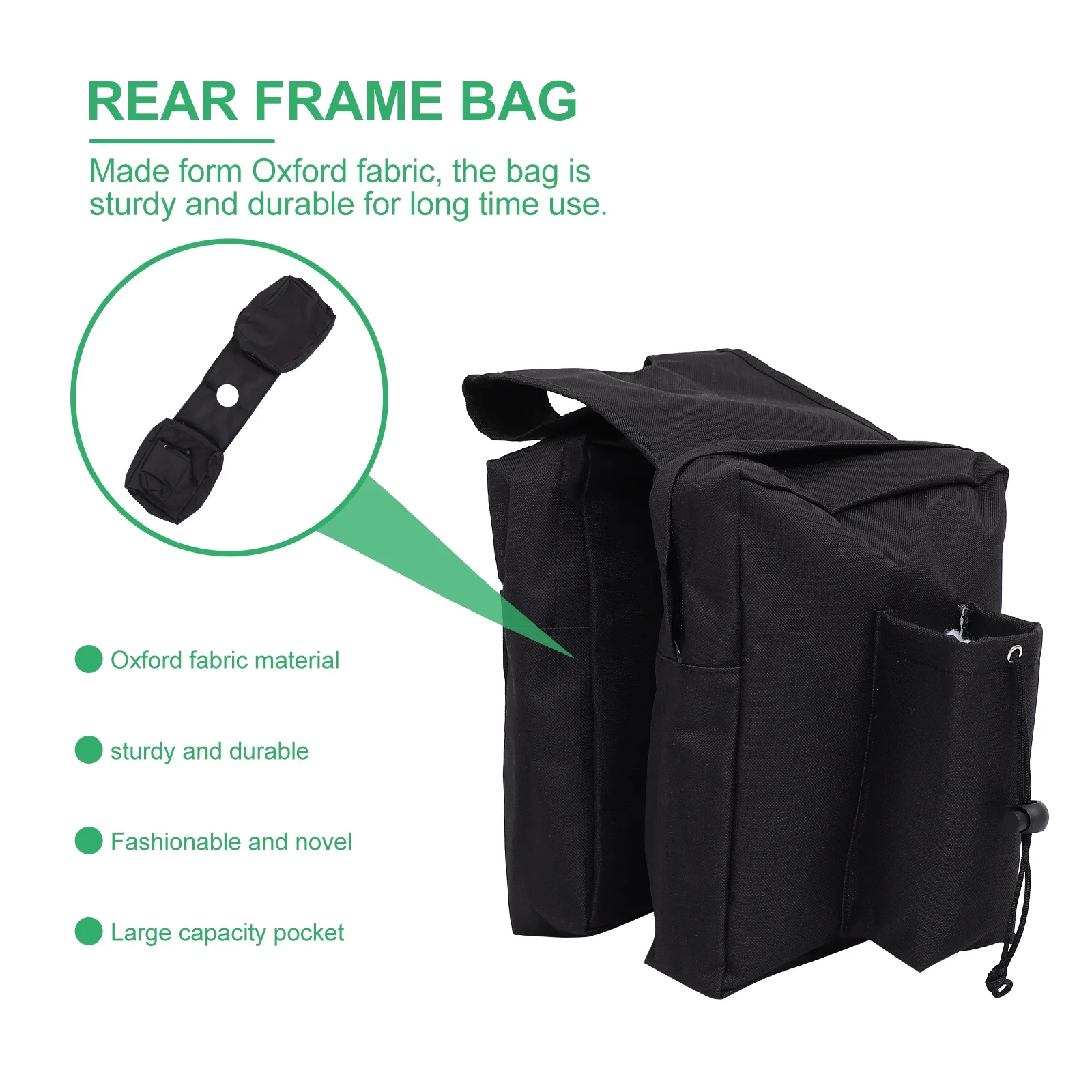 

Oxford Fabric Bike Bag Large Capacity Black Waterproof Storage Pouch for Bikes Rear Frame Cycling Side Bag Motorcycle Gear