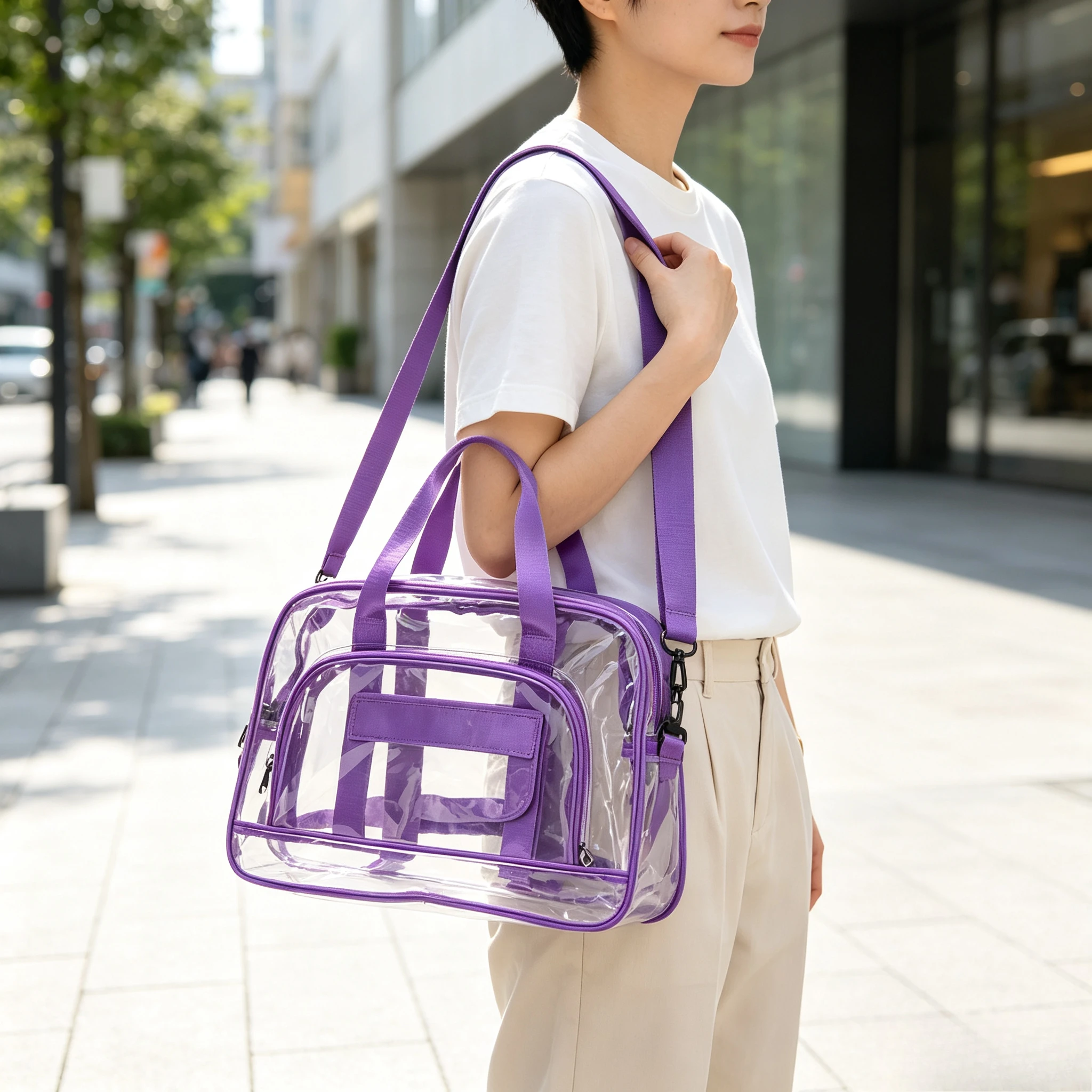Men’s Large Clear PVC Travel Tote Bag,Transparent Gym Beach Storage Handbag,Strong Load Bearing Sturdy Durable Outdoor Carry Bag
