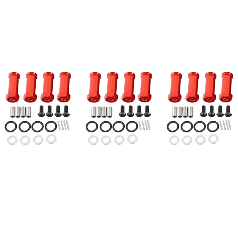 FBIL-3X 12Mm Aluminum Wheel Hex Adapters Long 29Mm Extension RC Car Conversion Parts For 1/12 Wltoys 12428 12423 Red