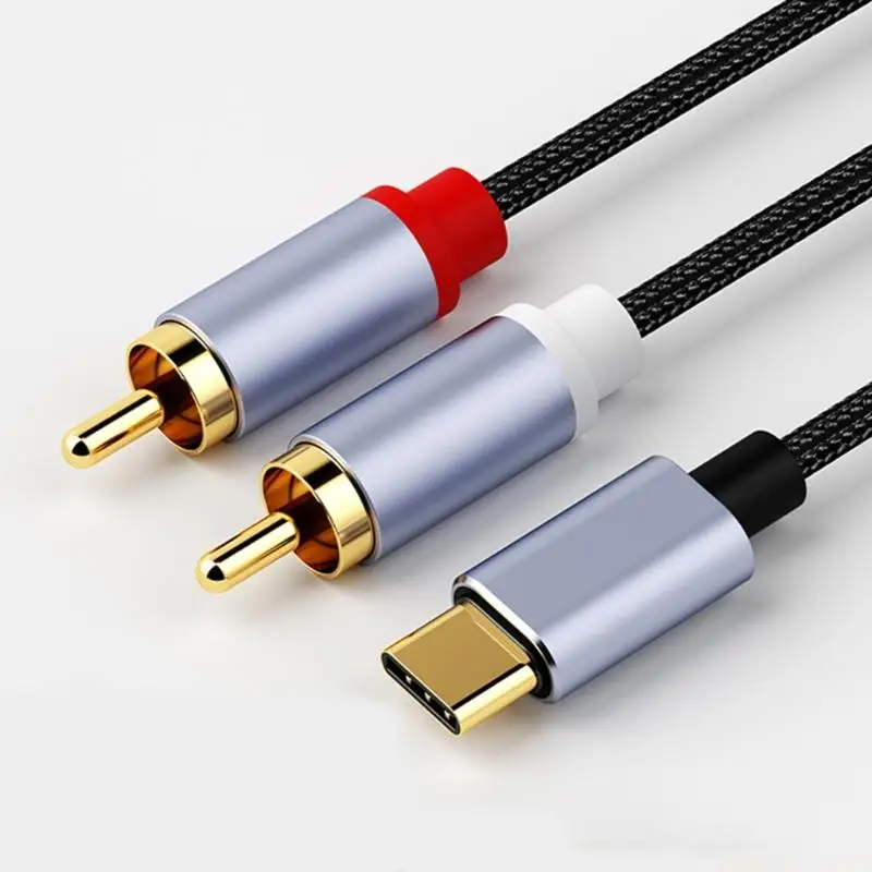 M5TD Gold plateds USB C to 2RCA Sound Cable Type C to 2RCA Cable for Speaker Amplifiers