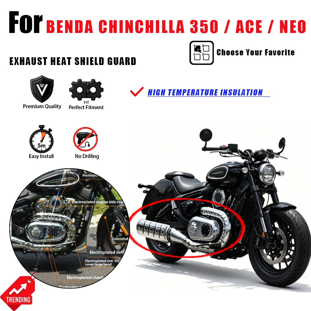 For Benda Chinchilla 350 ACE NEO Exhaust Pipe Anti-burn Guard Cover Heat Shield Protector Escape Accesorios Moto Protezione