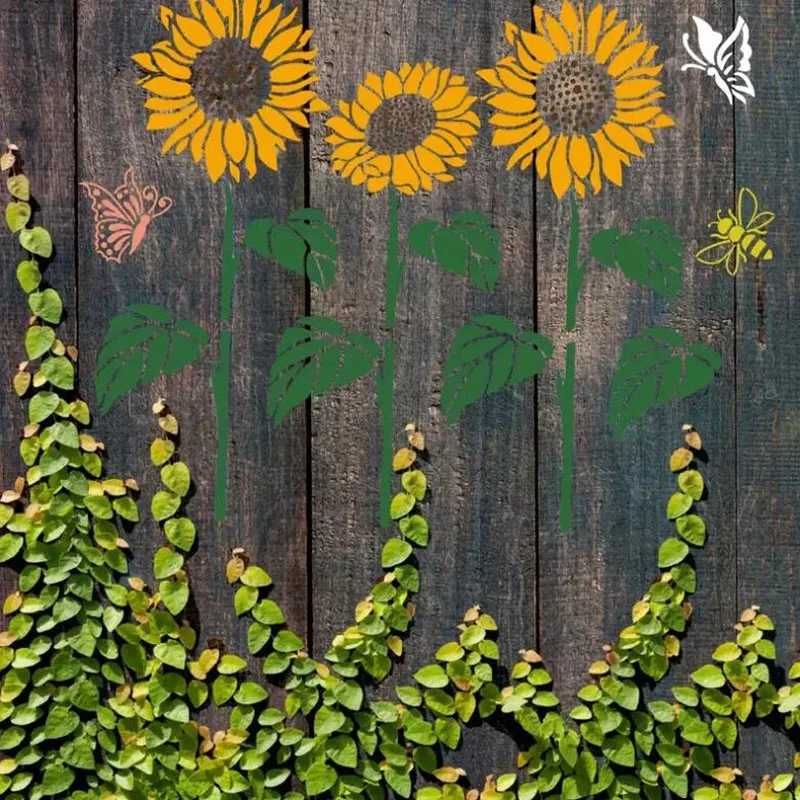 30*30cm Sunflower Butterfly Coloring Embossing Stencil DIY Scrapbooking Patterns Holiday Painting Template Decoration Reusable image 5