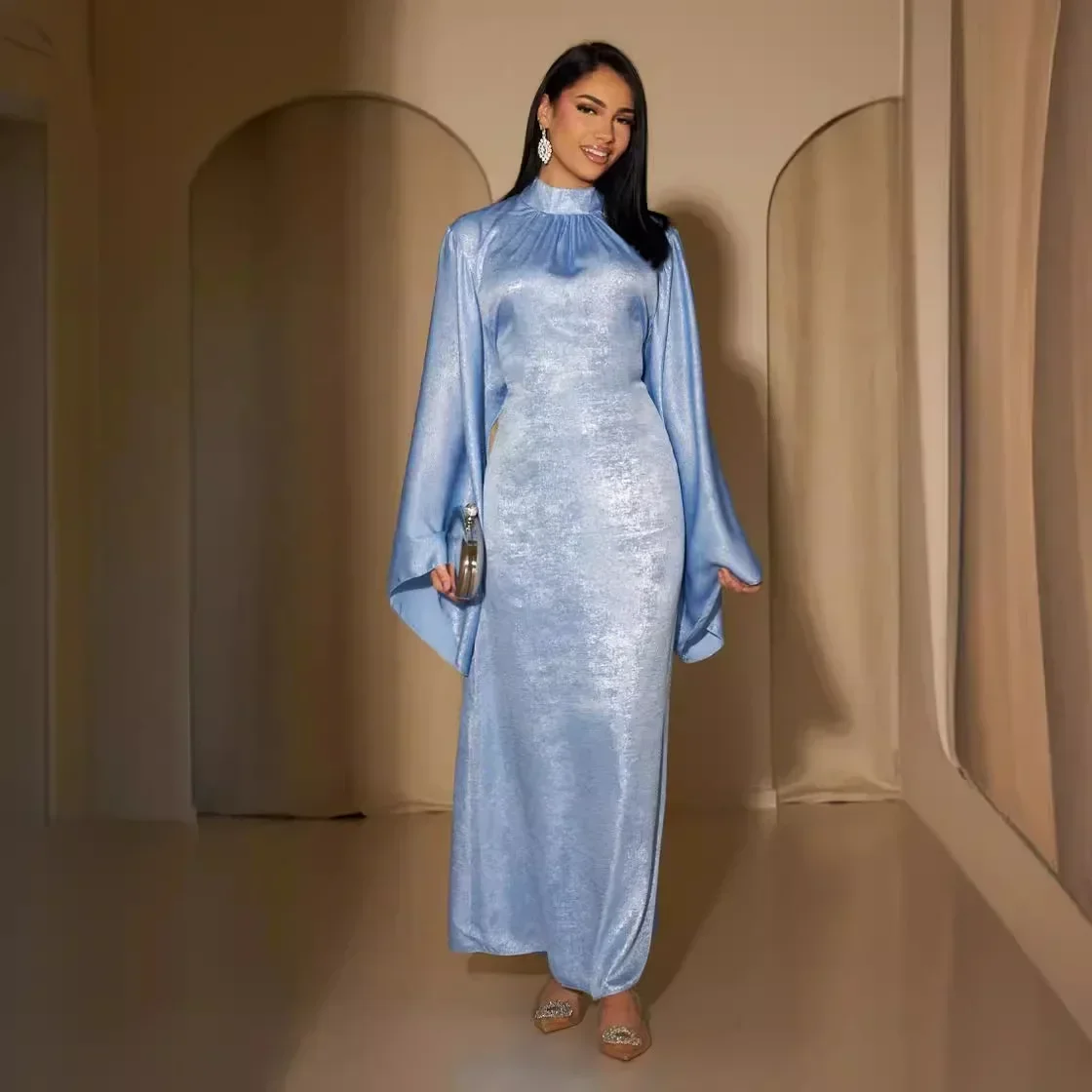 Abayas for Women Summer Elegant Muslim Long Sleeve Kaftan Party Evening Long Maxi Dress Abaya Dubai Clothes for Muslim Women