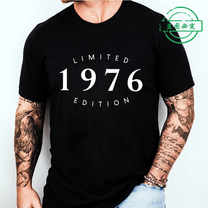Men's Summer T-Shirts Limited Edition 50th 1976 Printed T-Shirt,Round Neck Short Sleeve Tee, Perfect Birthday Unisex Casual Wear