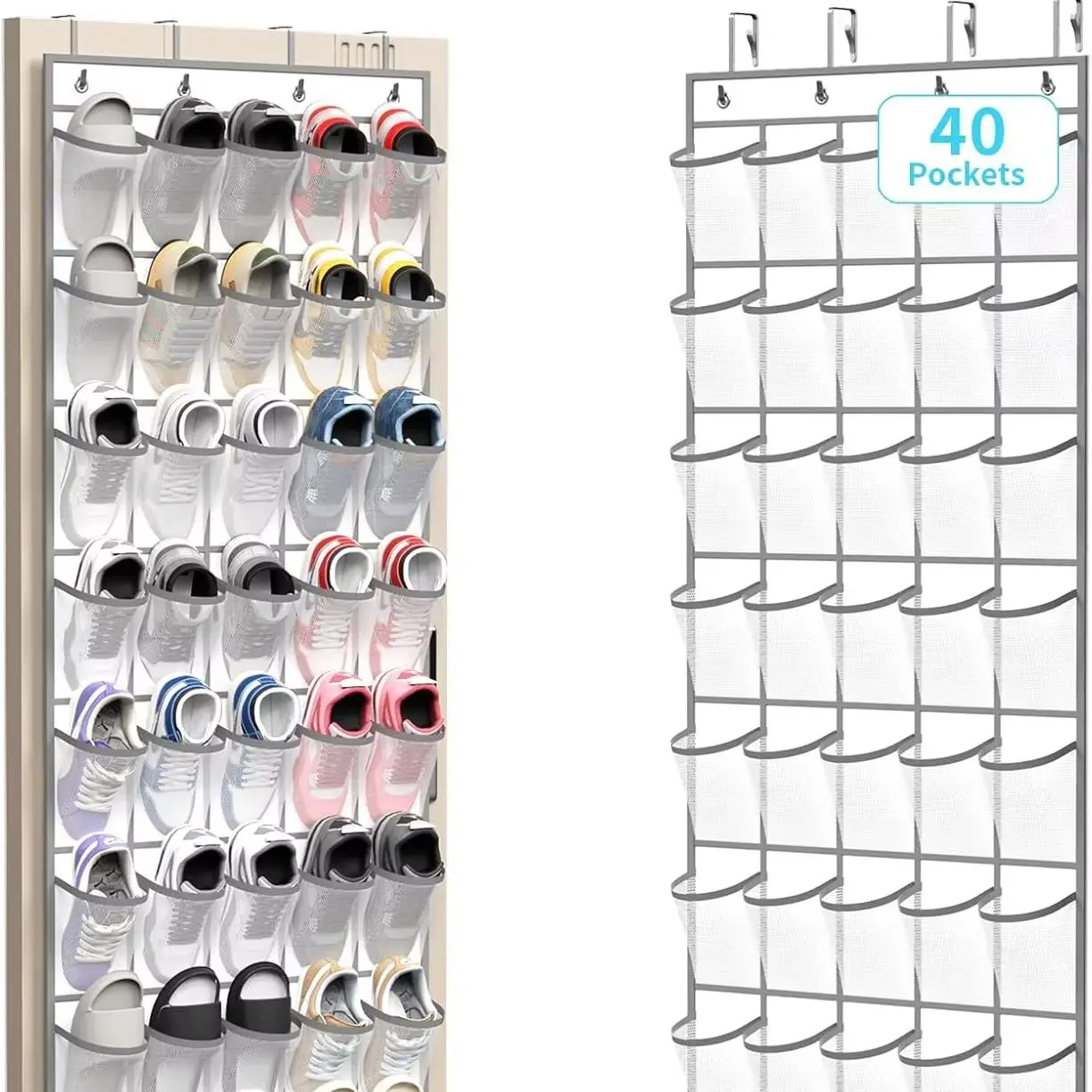 Organizador de Sapatos com 40/35/28 Bolsos, Suporte Suspenso para Economizar Espaço, Organizador para Pendurar na Porta ou Atrás do Armário