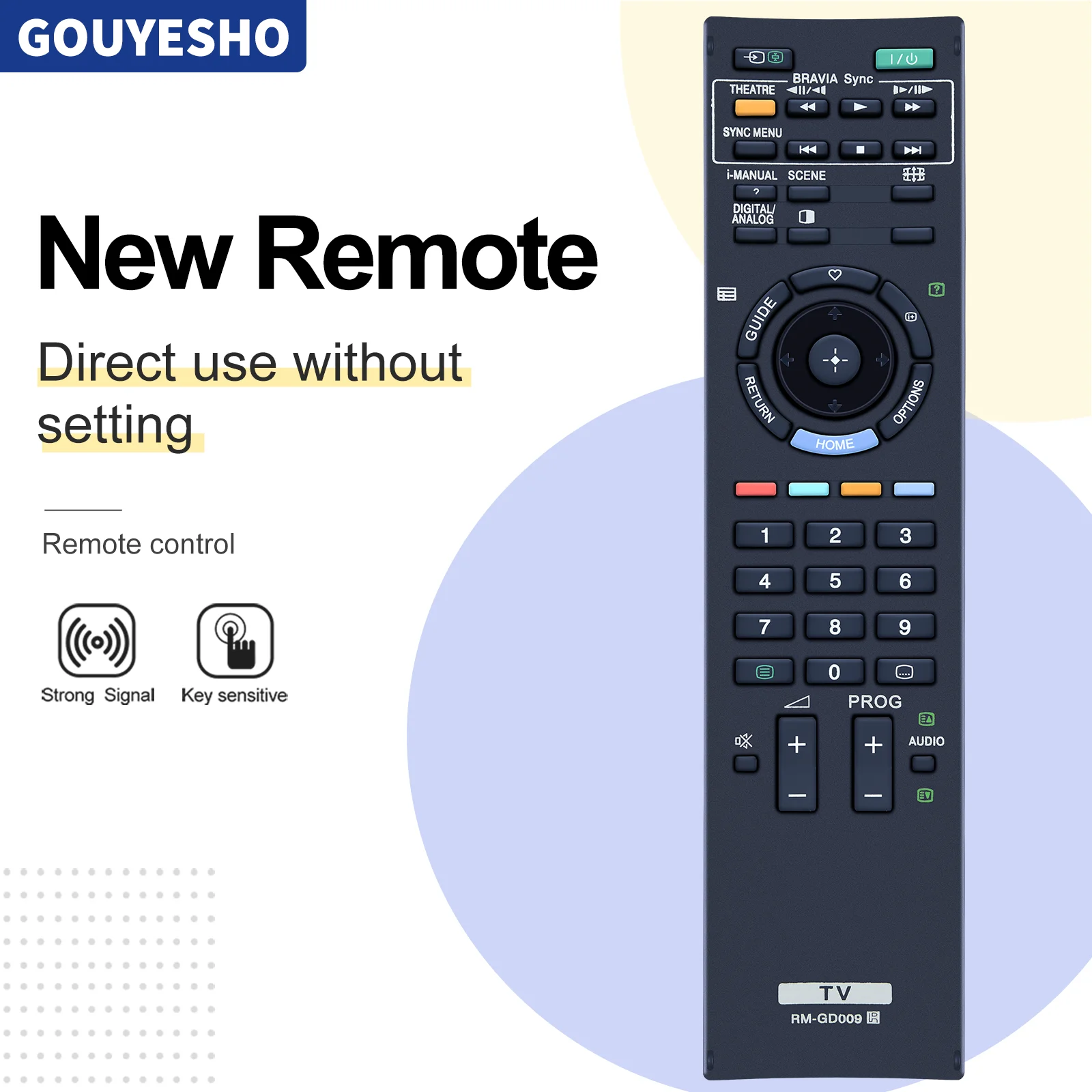 New RM-GD009 Remote Control For Sony Bravia TV KDL-32EX500 KDL-46EX500 KDL-55EX500