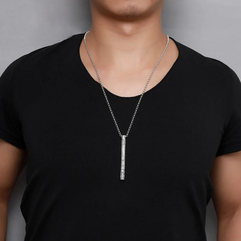 Trendy Ward Off Evil Gold Stirrup Pendants For Men Jewelry Retro Sea God Needle Pendant Male Silver 925 Chain Necklace Amult
