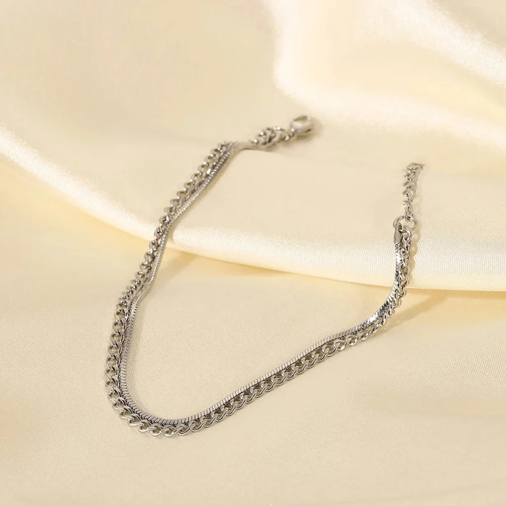 Silberfarbenes Legierungs-Armband-Set, Einfaches Schlangenketten-Armband für Damen, Modeschmuck, Herren-Armband-Accessoires, Geschenk – Detail 3