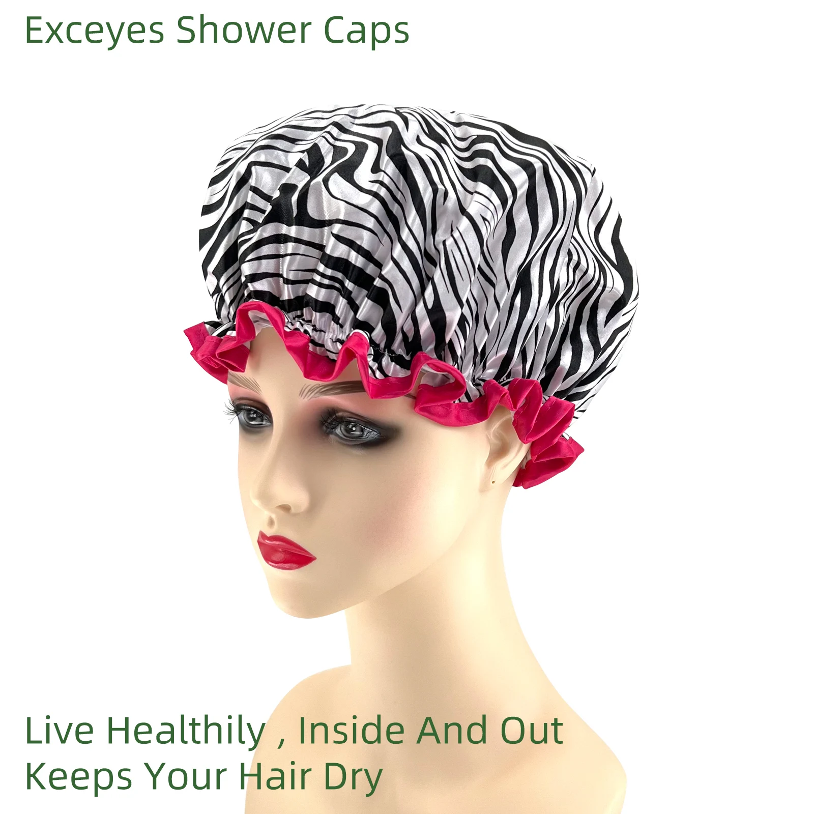 1PC Waterproof Shower Cap Double Layer Hair Cover Salon Elastic Thicken Hat for Women Bath Hat Reusable Satin Bonnet Fashion New