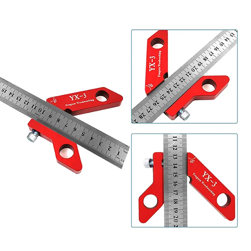 Center Finder Multifunction XY-ruler Circle Center Marking 45°90°Scribing Gauge Metric Inchfor Woodworking Measuring Scribe Tool