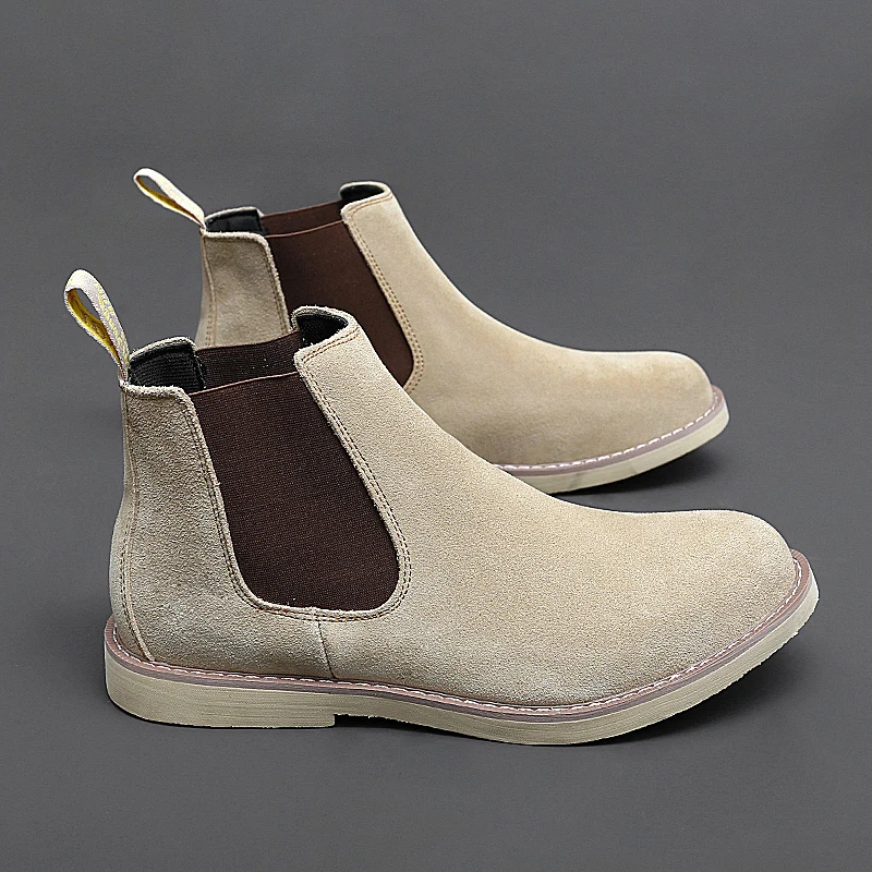 Big Size 47 48 Men Chelsea Boots Suede Leather Ankle Shoes Anti-Skid Luxury Brand Fashion British Style Autumn Winter