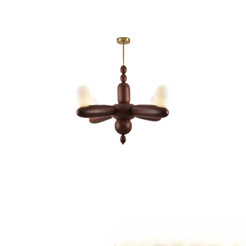 

New Chinese chandelier living room lamp wood grain duplex building modern Chinese style lamps