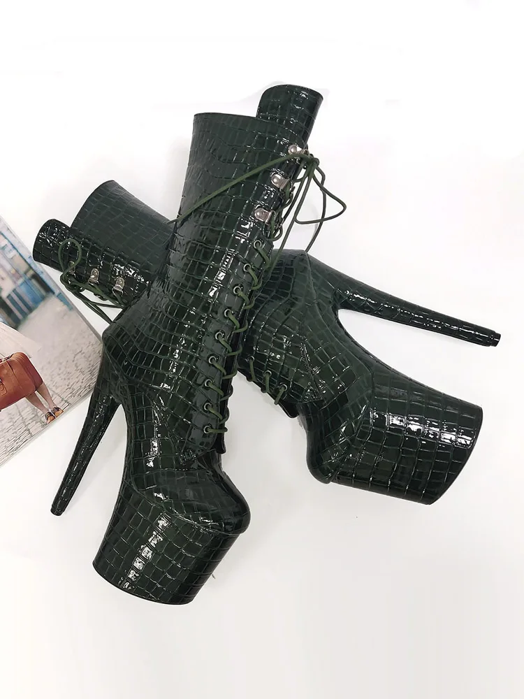 

New Style 20cm High Heels Ankle Boots for Women 8-Inch Stiletto Stripper Platform Pole Dance Sexy Gladiator Exotic Big Size