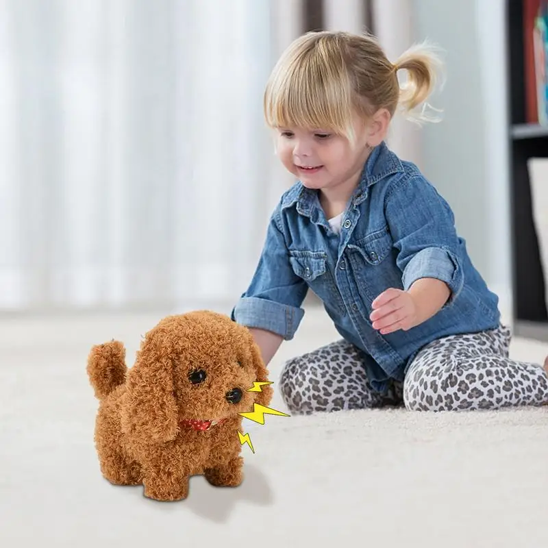 Electric Puppy Toy Tail Wagging Head Nodding Battery Operated Interactive Dog Doll Electronic Stuffed Animals Dog For Boys And