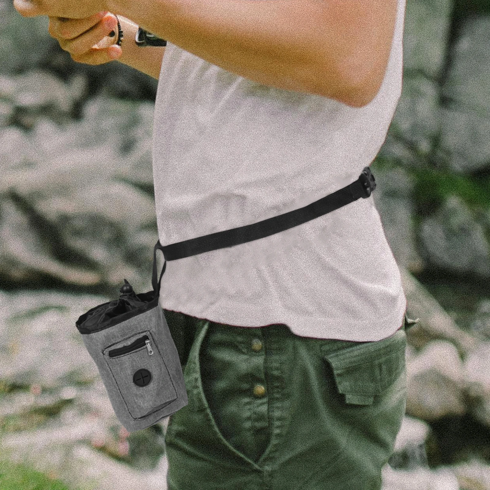 

Oxford Cloth Bag For Rock Climbing Bouldering Mountaineering Gym Fitness Lightweight Anti-Slip Chalk Pouch Waist Belt Gray