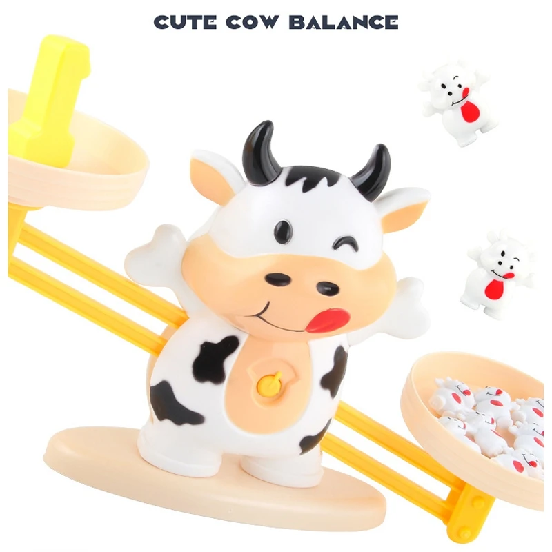 Math Match Toy Cow Balancing Scale Preschool Number Balance Toys Baby Educational Learning Board Game Gift