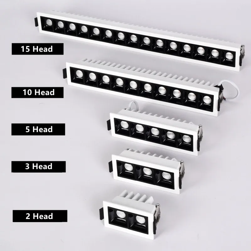 2pcs 4W/6W/10W/20W/30W 110~240V LED Spot Light line lamp bar creative linear long living room corridor Recessed Down Light