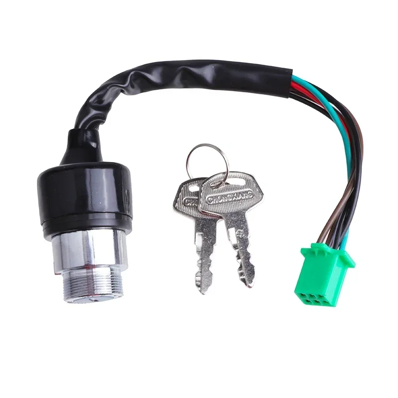 Interruptor de encendido de motocicleta, 3 posiciones, 6 cables, 2 llaves, apto para Harley, Bobber, Scooter, Chopper, Kawasaki, ATV, Go Kart