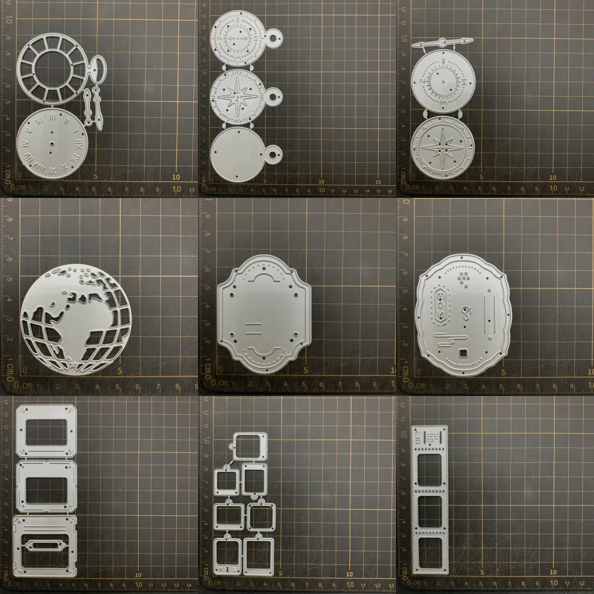 

9 видов металлических вырубных форм и трафаретов с изображением компаса и глобуса для скрапбукинга, декоративного тиснения и рукоделия