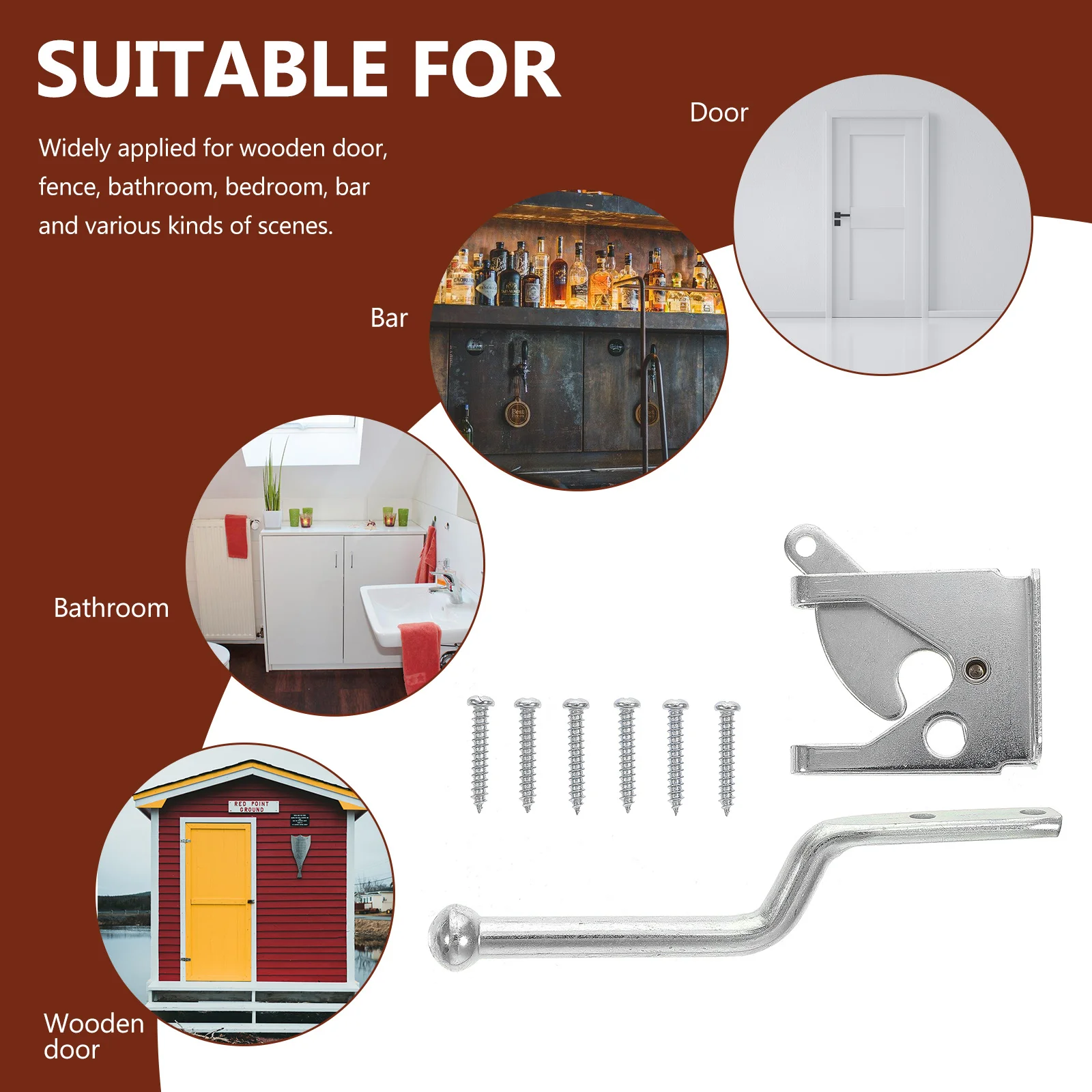 

Heavy Duty Gate Latch Durable Carbon Steel Gate Lock for Wooden Fence Garden Farm Security Door Latch Pull Outdoor Use