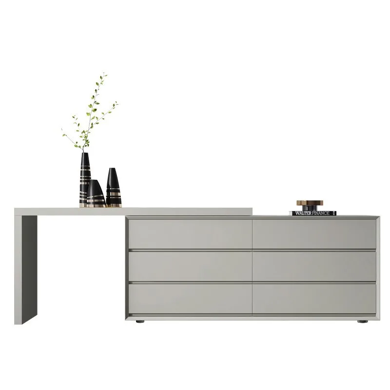 

Painted dresser chest cabinet integrated solid wood bedroom TV cabinet retractable modern light luxury makeup