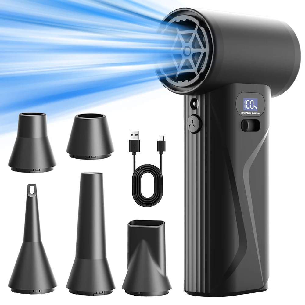ZNLYRION  Electric Air Duster 110000RPM Brushless Motor 4 Speed Adjustable Air Blower With LED Light For Computer Keyboard Car Cleaning