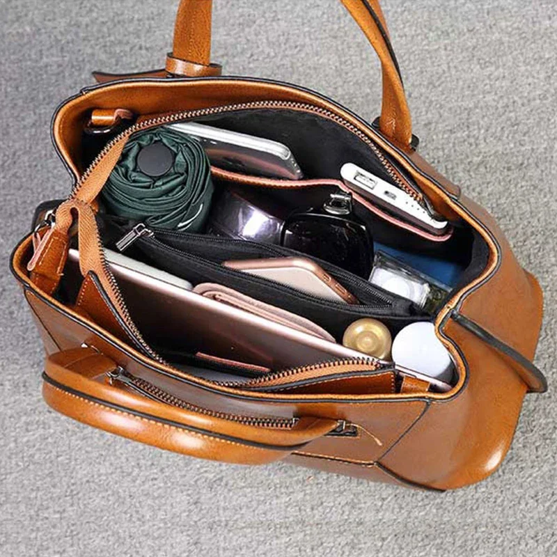 حقيبة نسائية من الجلد الطبيعي لعام 100% 2025 حقائب كتف جديدة ذات سعة كبيرة من جلد البقر حقيبة كروس عصرية للنساء حقيبة يد نسائية 2701 #5