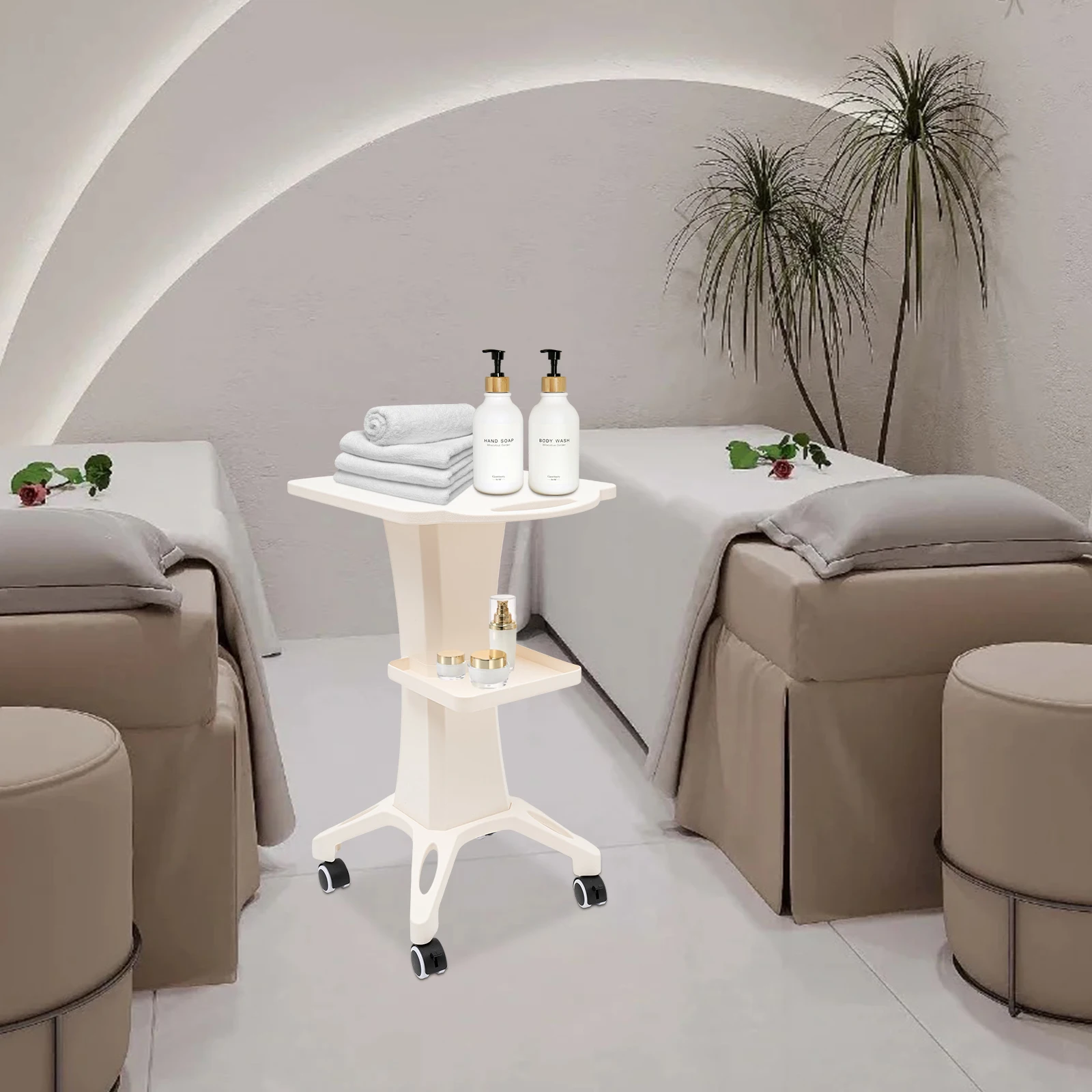 Beauty Salon Trolley ABS Anti Corrosion Storage Cart with 4 Wheels for Beauty Instruments Skincare Tools Mobile Organization