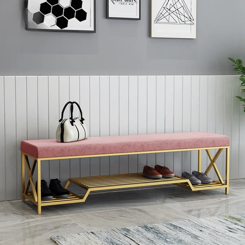 

Роскошный табурет для смены обуви из кованой ткани для гостиной, крыльца, османская примерочная, современная простая скамейка для обуви по индивидуальному заказу