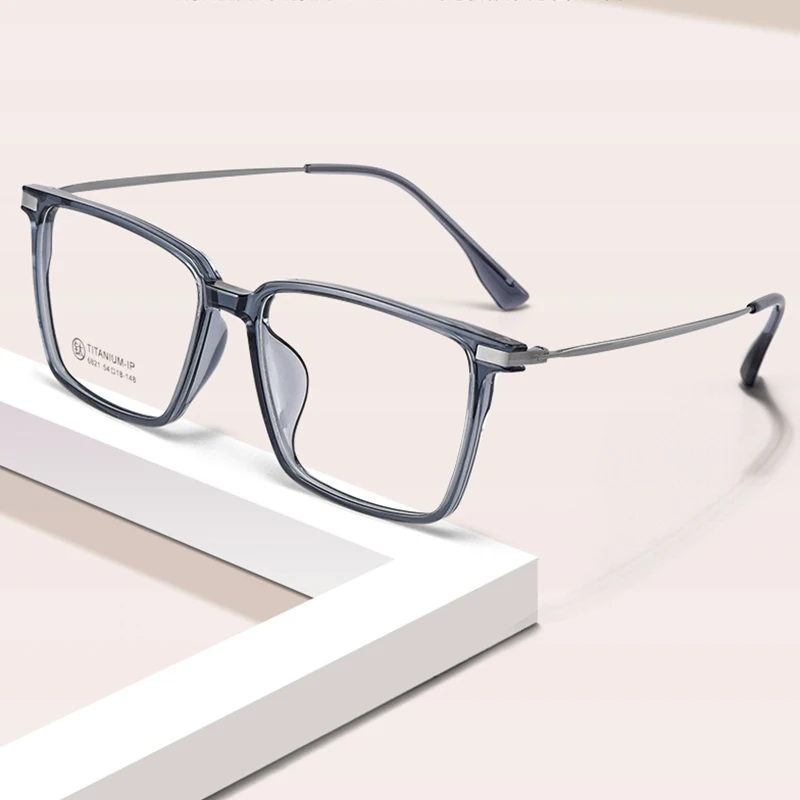 

Fashion Retro Super Square Large Size Eyewear Light Titanium TR90 Transparent Glasses Optical Prescription Eyeglasses Frame Man