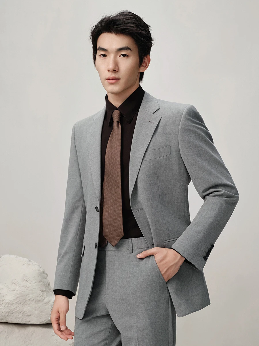 

Mens Suits Set Christmas Party Clothing Wedding Groom Wear Grey Simple Fashion Style Luxury Formal Blazer + Pant Sets 46 54