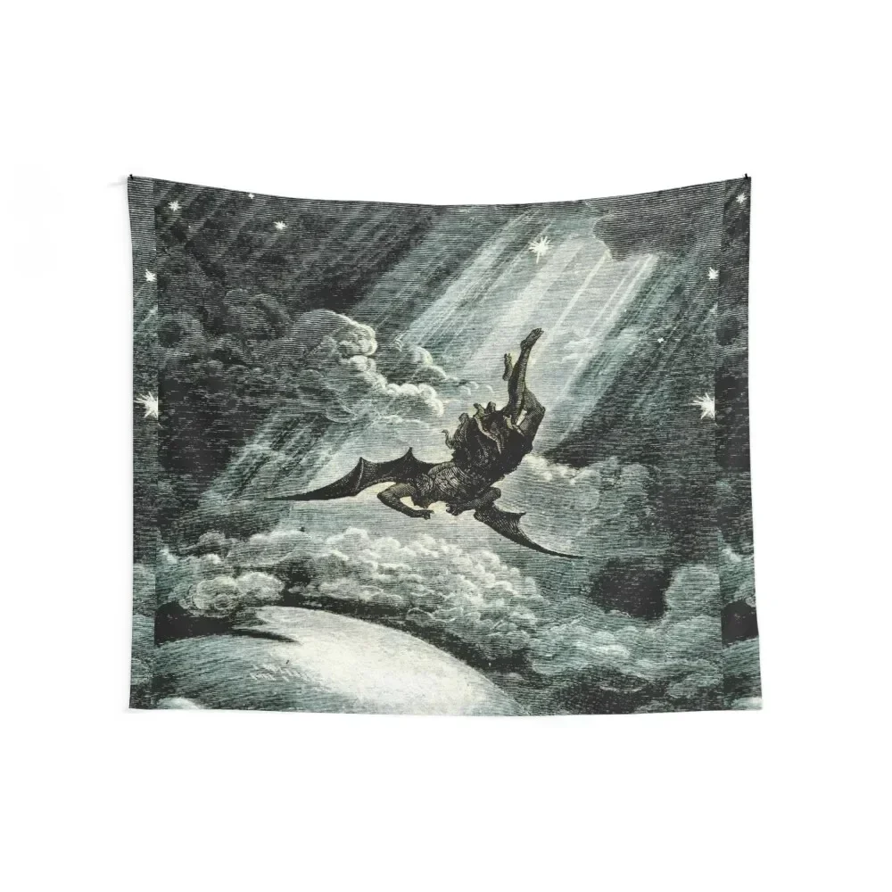 The Falling Angel - Gustave Dore Engraving Tapestry Bathroom Decor Nordic Home Decor Wall Deco Home Decorating Tapestry