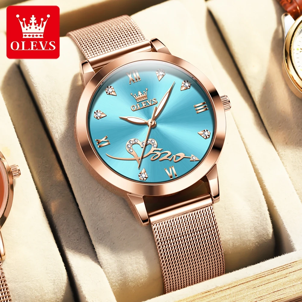 OLEVS Top Brand Luxury Women's Watches Elegant Original Quartz Ladies Wristwatch Stainless Steel Waterproof Luminous Hands Watch
