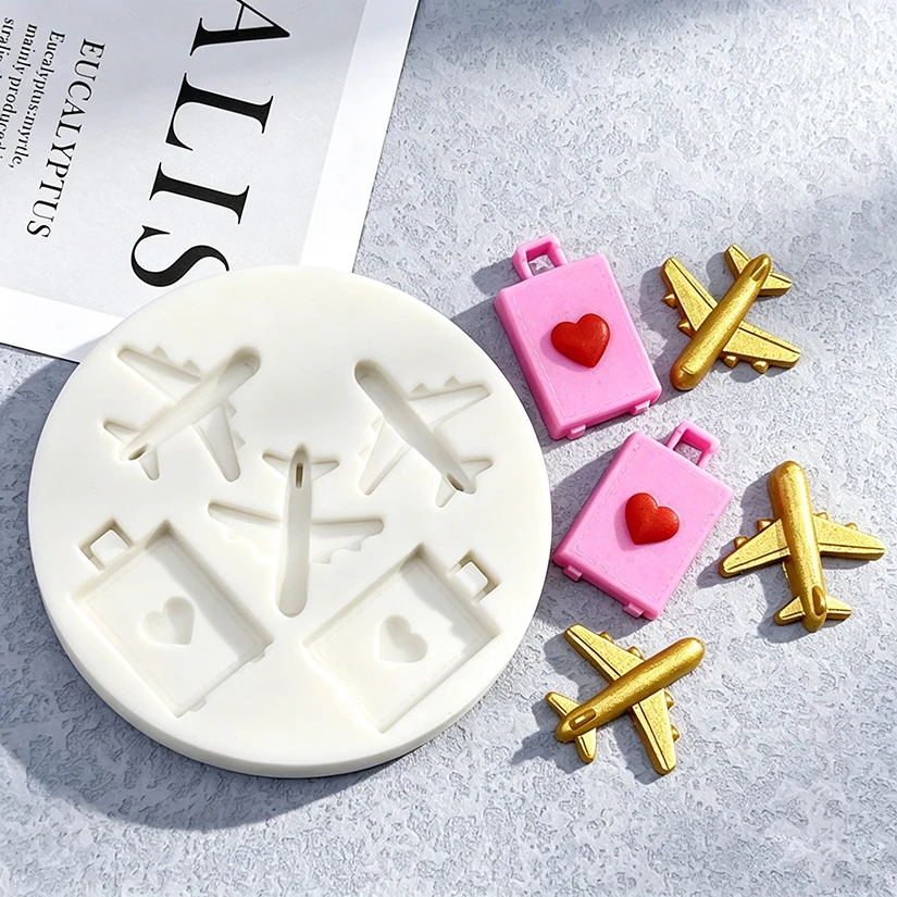 Airplane Suitcase Silicone Mold Sugarcraft Cupcake Baking Mold Fondant Cake Decorating Tools