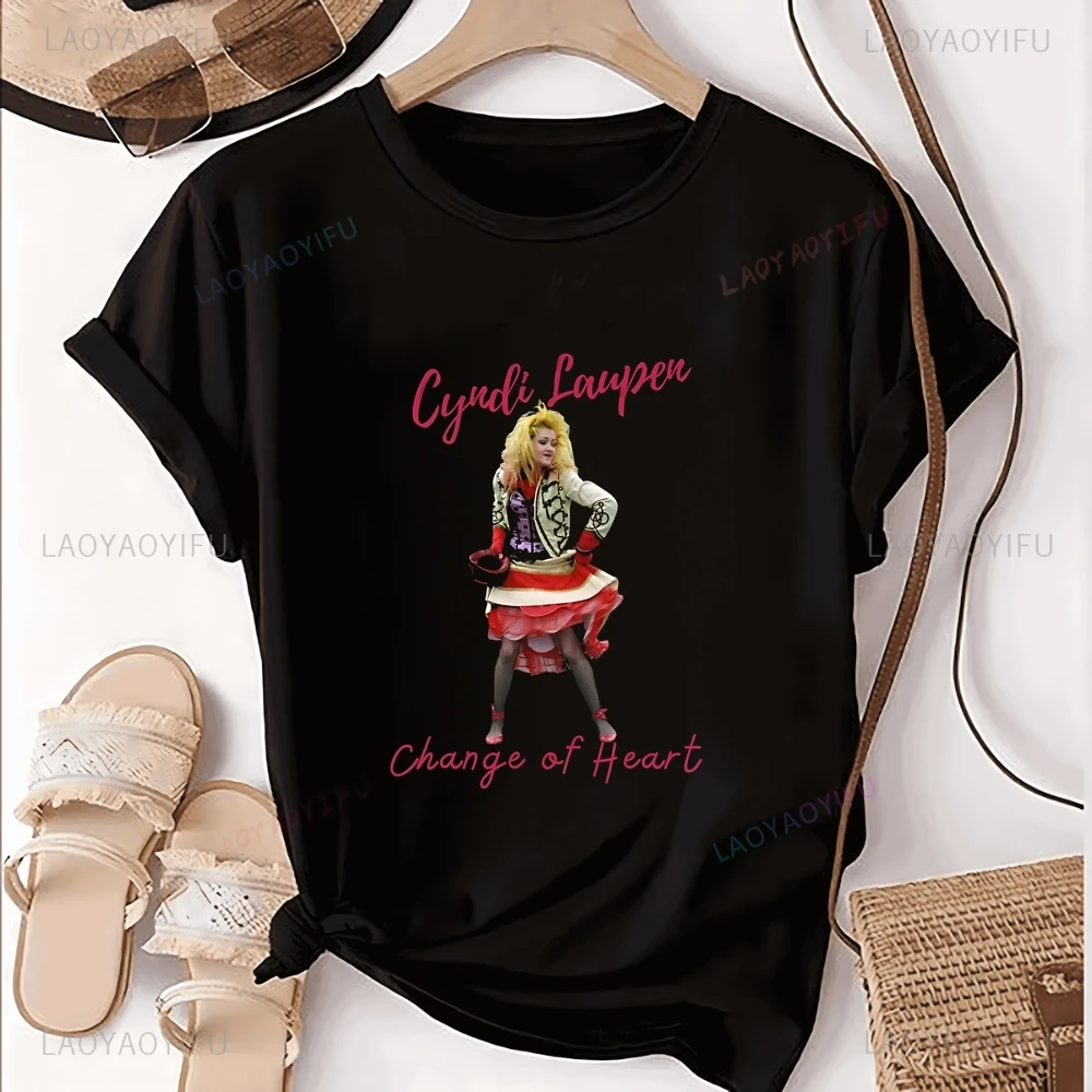 

Streetwear Cyndi Lauper Singer-songwriter Printed T-shirt Top Trend Short Sleeve Unisex Shirt Graphic Oversized T-shirt