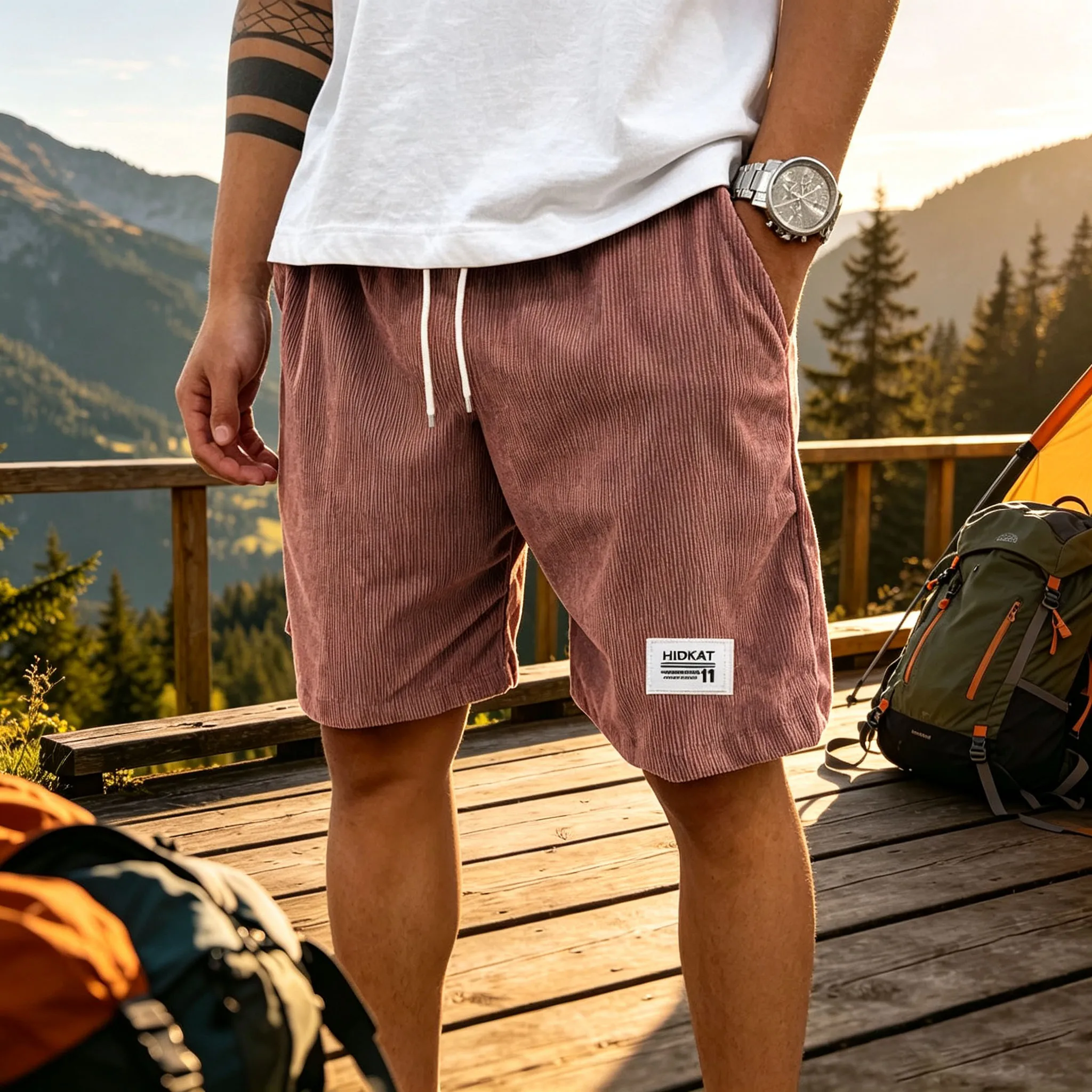 Freizeit-Sportshorts - Lockerer Stretch-Bund mit Kordelzug, atmungsaktive, schnelltrocknende Hose - Denim-Shorts - Erhältlich in mehreren Farben – Detail 2