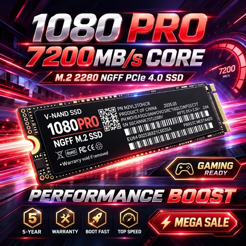 1080 PRO M.2 2280 NGFF PCIe4.0 SSD 7200MB/s 1TB 2TB 4TB High Speed Internal Solid State Drive For Gaming Laptop Desktop PC