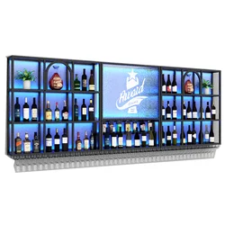 Restaurant Wall Industrial Wind Shelf Wall Mounted Creative Wine Rack Wrought Iron Luminous Wine Rack